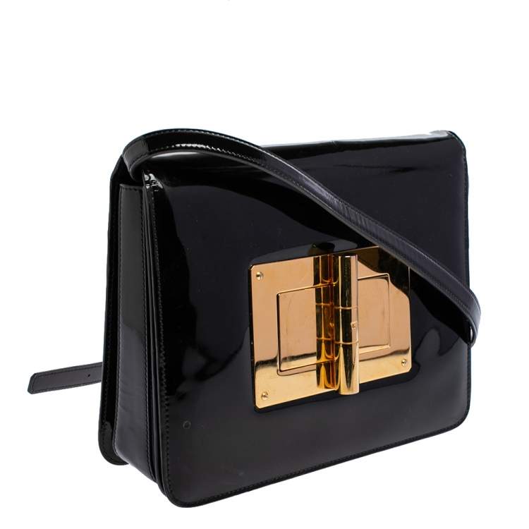 Pre Owned Tom Ford Black Patent Leather Large Natalia Shoulder Bag