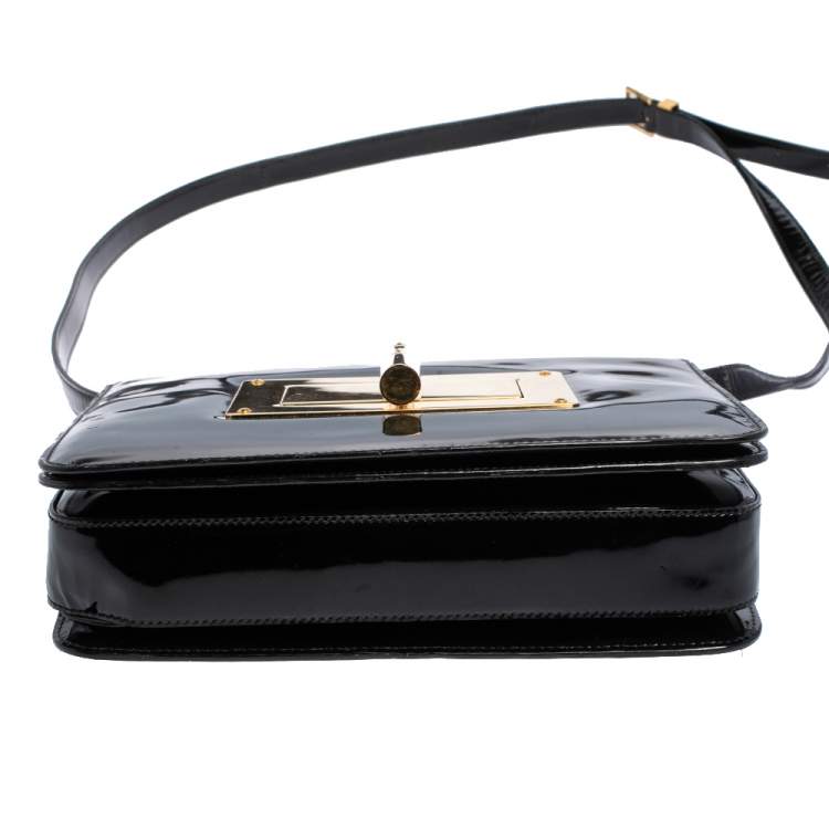 Pre Owned Tom Ford Black Patent Leather Large Natalia Shoulder Bag