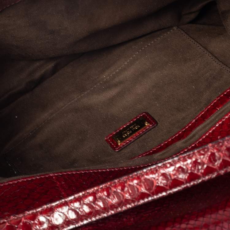 Pre Owned Tom Ford Dark Red Python Natalia Convertible Clutch