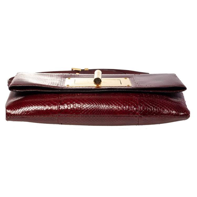 Pre Owned Tom Ford Dark Red Python Natalia Convertible Clutch