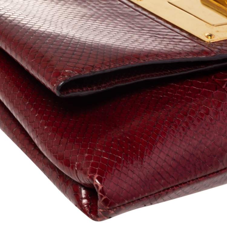Pre Owned Tom Ford Dark Red Python Natalia Convertible Clutch