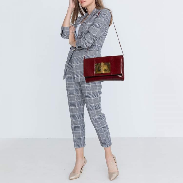 Pre Owned Tom Ford Dark Red Python Natalia Convertible Clutch