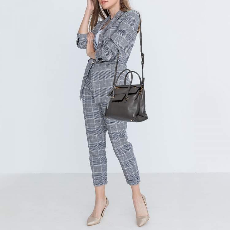 Pre Owned Tom Ford Grey Leather TF Icon Satchel 