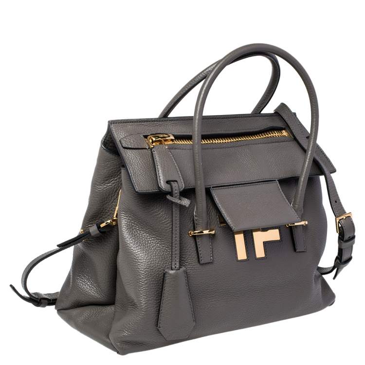 Pre Owned Tom Ford Grey Leather TF Icon Satchel 