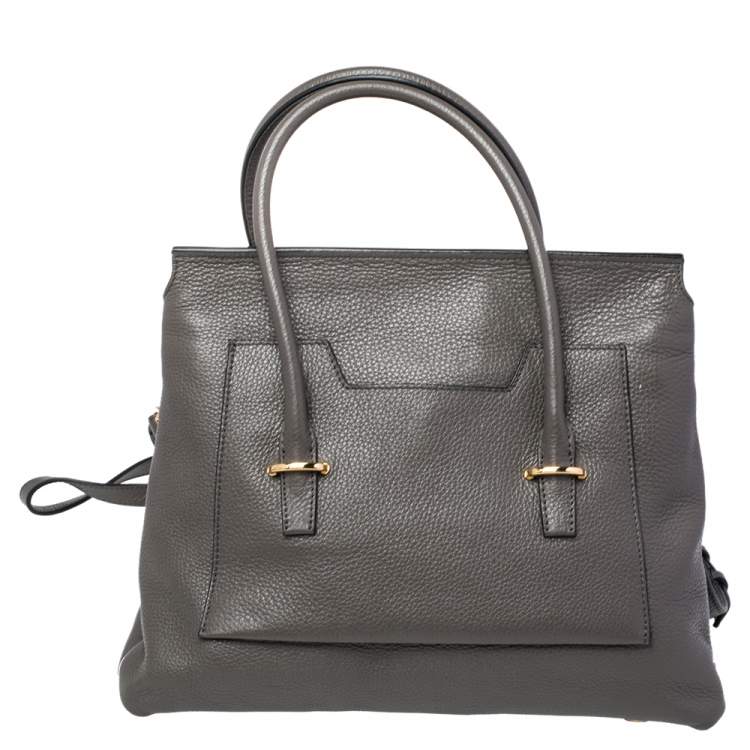 Pre Owned Tom Ford Grey Leather TF Icon Satchel 