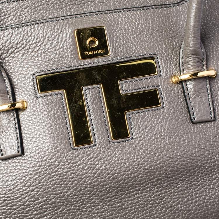 Pre Owned Tom Ford Grey Leather TF Icon Satchel 