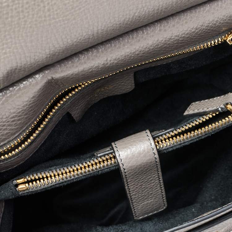 Pre Owned Tom Ford Grey Leather TF Icon Satchel 