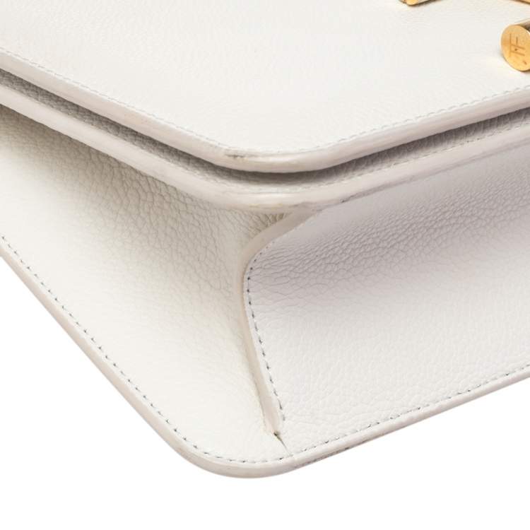 Pre Owned Tom Ford White Leather Tara Chain Shoulder Bag