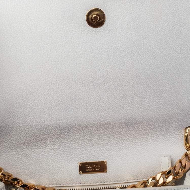 Pre Owned Tom Ford White Leather Tara Chain Shoulder Bag