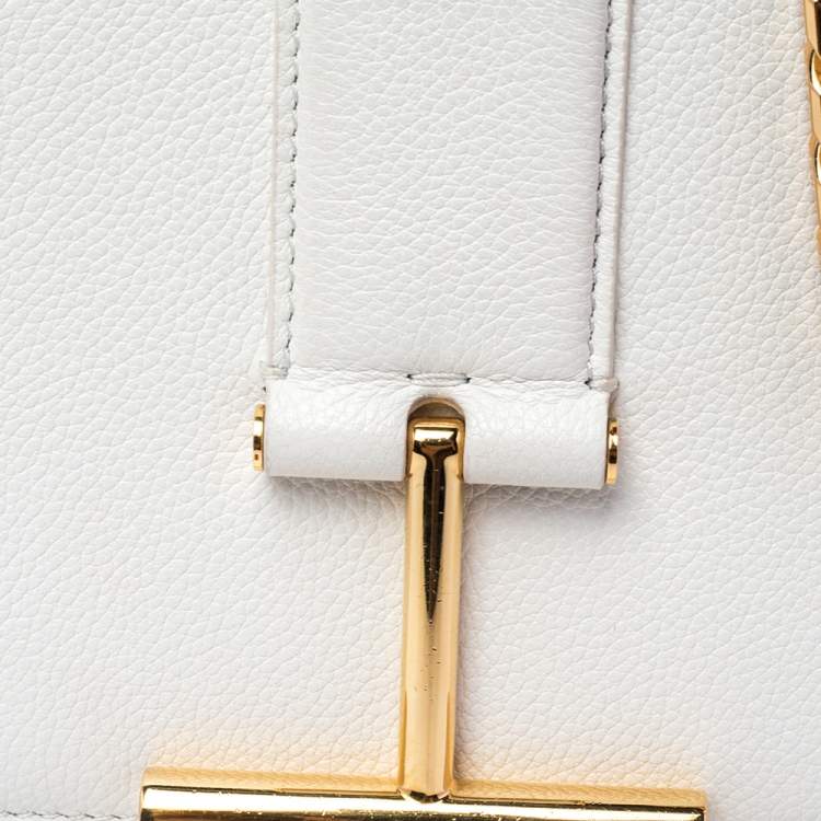 Pre Owned Tom Ford White Leather Tara Chain Shoulder Bag