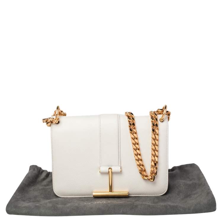 Pre Owned Tom Ford White Leather Tara Chain Shoulder Bag