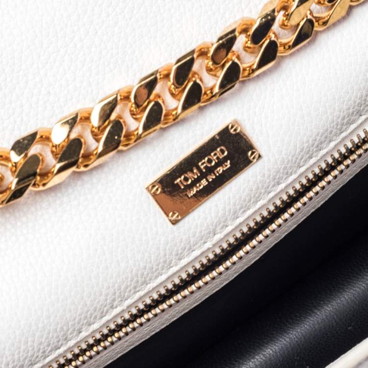 Pre Owned Tom Ford White Leather Tara Chain Shoulder Bag