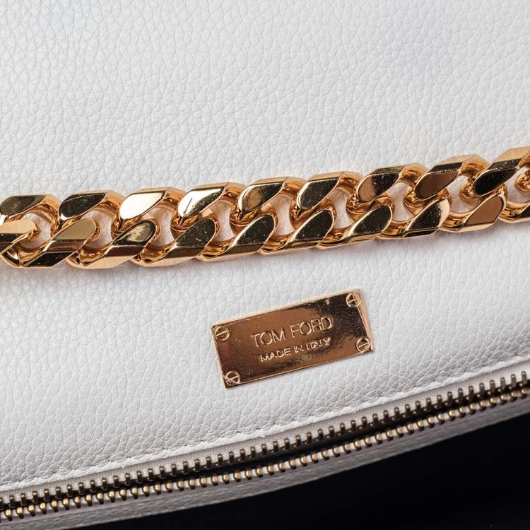 Pre Owned Tom Ford White Leather Tara Chain Shoulder Bag