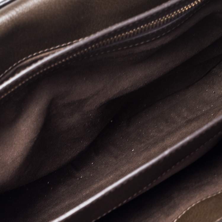 Pre Owned Tom Ford Dark Beige Leather Large Natalia Shoulder Bag