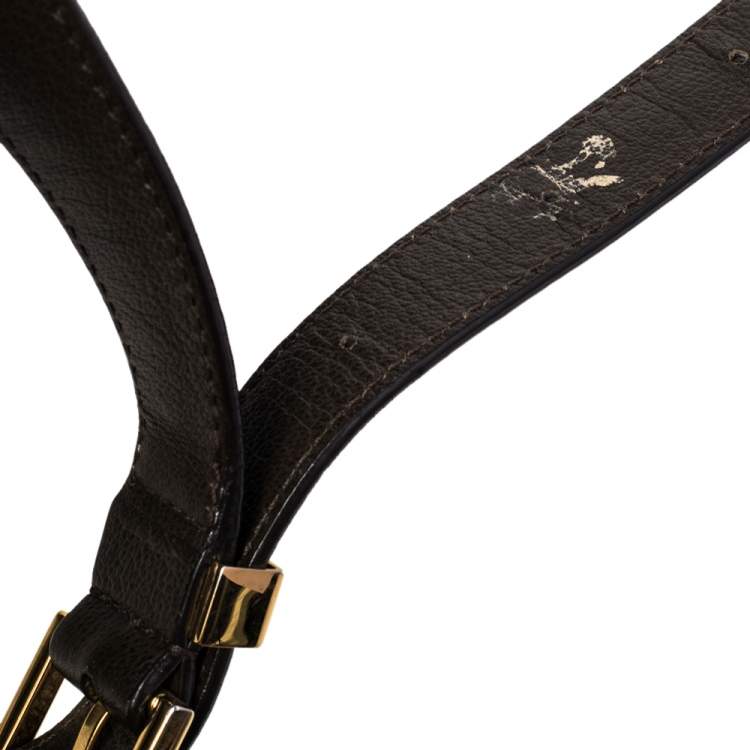 Pre Owned Tom Ford Dark Beige Leather Large Natalia Shoulder Bag