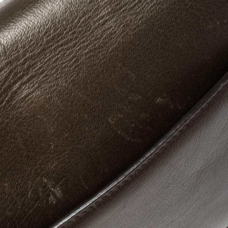 Pre Owned Tom Ford Dark Beige Leather Large Natalia Shoulder Bag