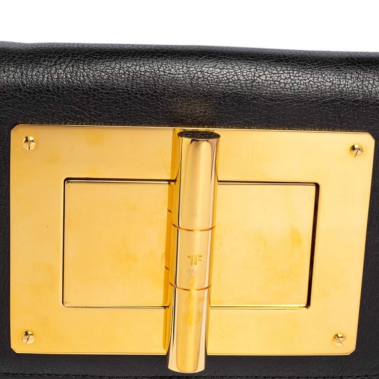 Pre Owned Tom Ford Black Leather Natalia Wristlet Clutch