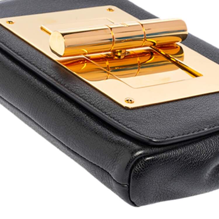 Pre Owned Tom Ford Black Leather Natalia Wristlet Clutch