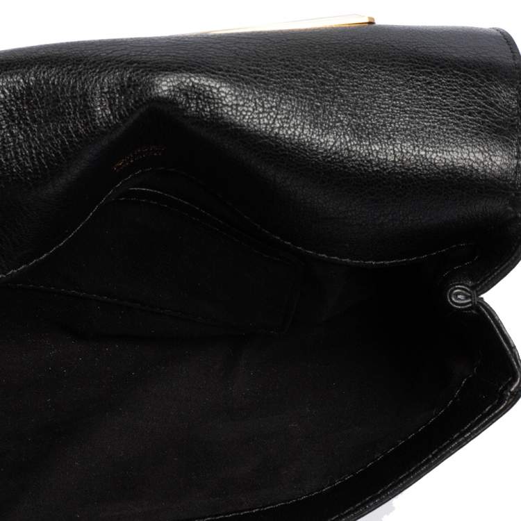 Pre Owned Tom Ford Black Leather Natalia Wristlet Clutch