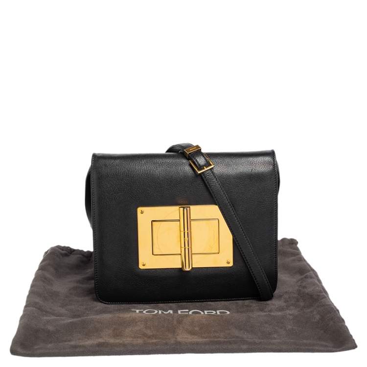Pre Owned Tom Ford Black Leather Large Natalia Shoulder Bag