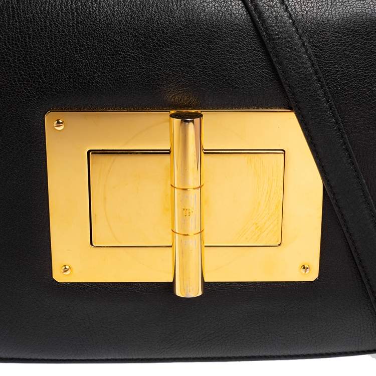 Pre Owned Tom Ford Black Leather Large Natalia Shoulder Bag