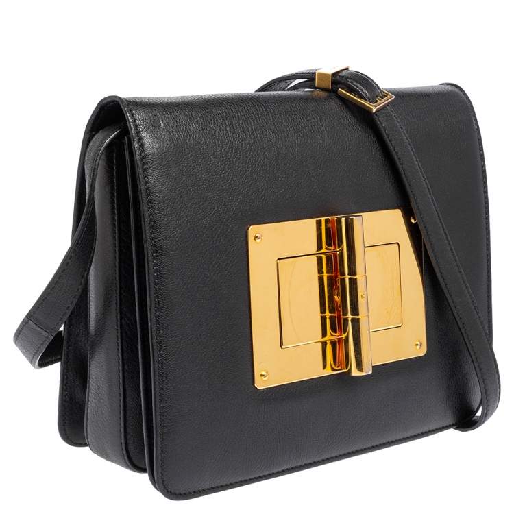 Pre Owned Tom Ford Black Leather Large Natalia Shoulder Bag