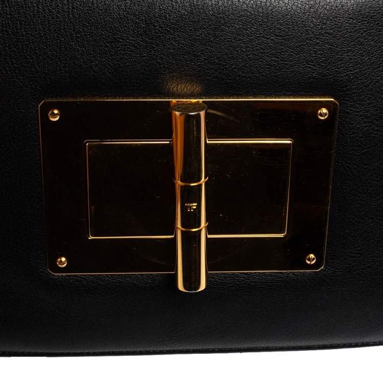 Pre Owned Tom Ford Black Leather Large Natalia Shoulder Bag