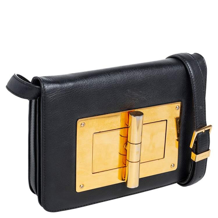 Pre Owned Tom Ford Black Leather Small Natalia Crossbody Bag
