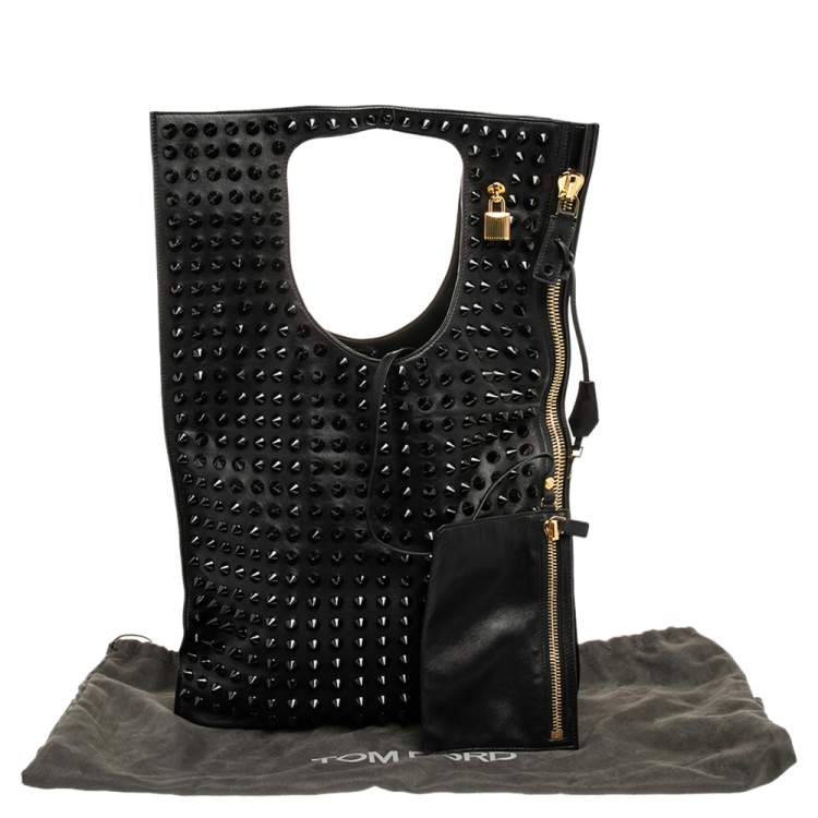 Pre Owned Tom Ford Black Leather Alix Studded Shoulder Bag