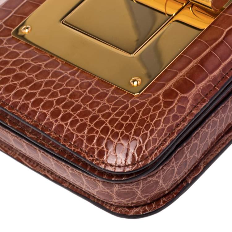 Pre Owned Tom Ford Brown Alligator Natalia Clutch