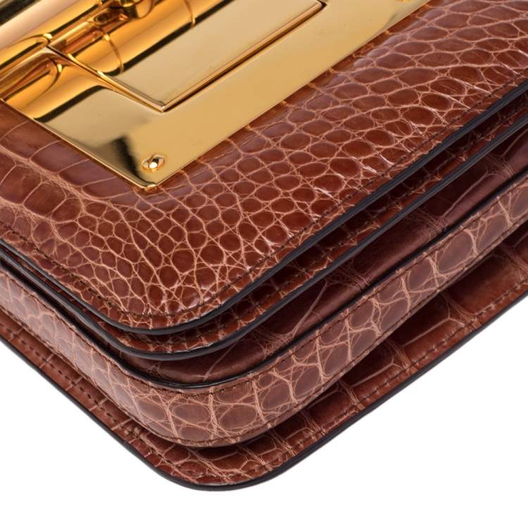 Pre Owned Tom Ford Brown Alligator Natalia Clutch