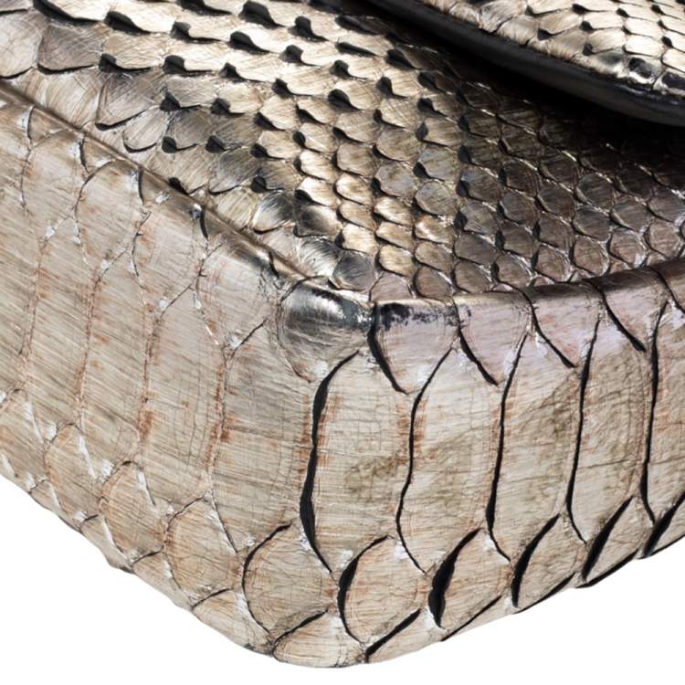 Pre Owned Tom Ford Metallic Gold Python Natalia Crossbody Bag