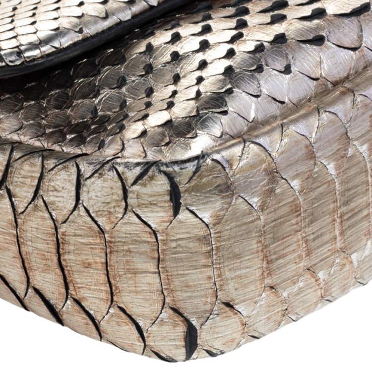 Pre Owned Tom Ford Metallic Gold Python Natalia Crossbody Bag