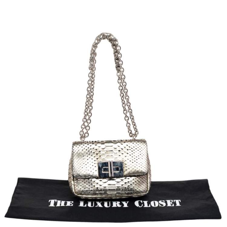 Pre Owned Tom Ford Metallic Gold Python Natalia Crossbody Bag