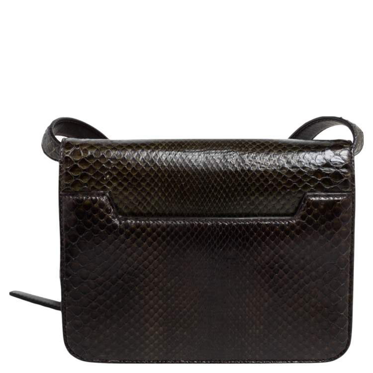 Pre Owned Tom Ford Military Green Python Small Natalia Crossbody Bag