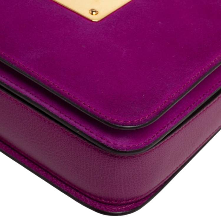 Pre Owned Tom Ford Purple Suede and Leather Large Natalia Shoulder Bag