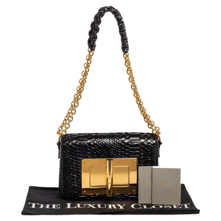 Pre Owned Tom Ford Black Python Natalia Chain Shoulder Bag