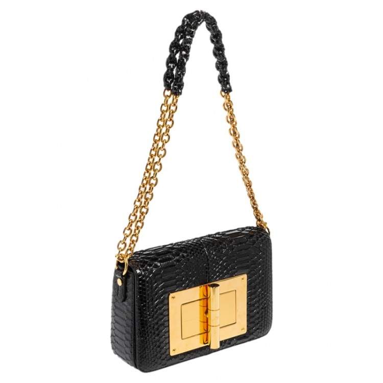 Pre Owned Tom Ford Black Python Natalia Chain Shoulder Bag
