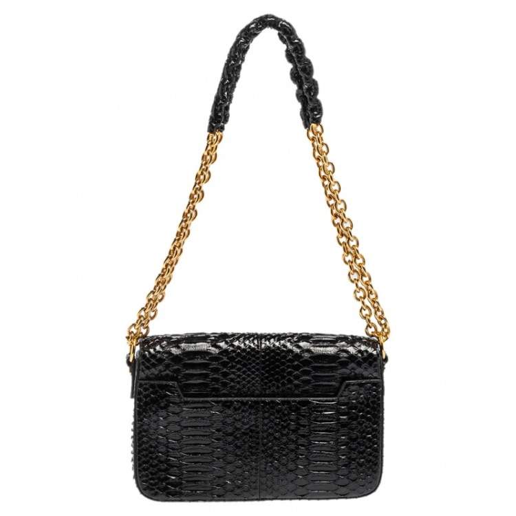 Pre Owned Tom Ford Black Python Natalia Chain Shoulder Bag