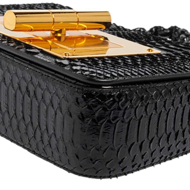 Pre Owned Tom Ford Black Python Natalia Chain Shoulder Bag