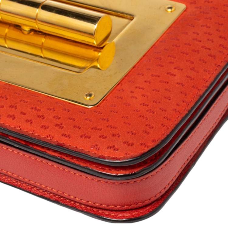 Pre Owned Tom Ford Orange Nubuck and Leather Small Natalia Shoulder Bag