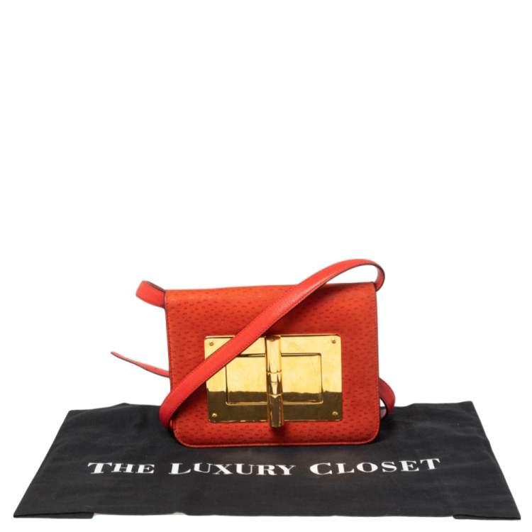 Pre Owned Tom Ford Orange Nubuck and Leather Small Natalia Shoulder Bag