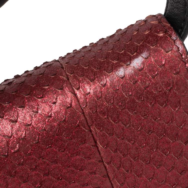 Pre Owned Tom Ford Metallic Burgundy Python Natalia Convertible Clutch