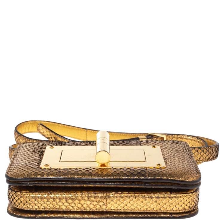 Pre Owned Tom Ford Military Gold Python Small Natalia Crossbody Bag