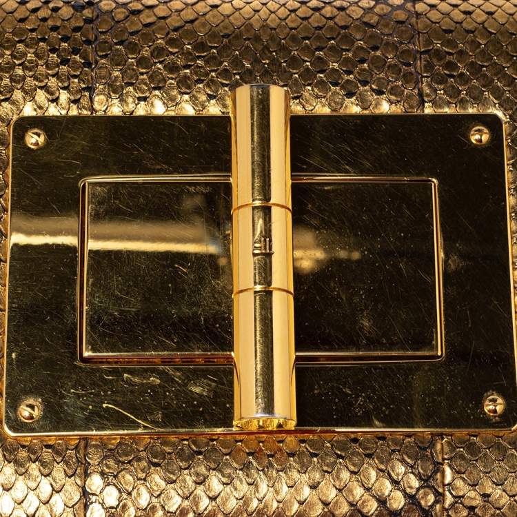 Pre Owned Tom Ford Military Gold Python Small Natalia Crossbody Bag