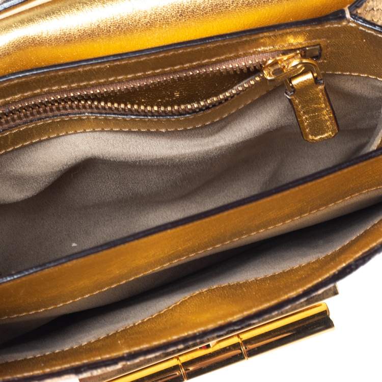 Pre Owned Tom Ford Military Gold Python Small Natalia Crossbody Bag