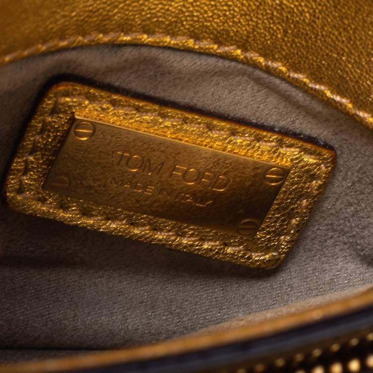 Pre Owned Tom Ford Military Gold Python Small Natalia Crossbody Bag