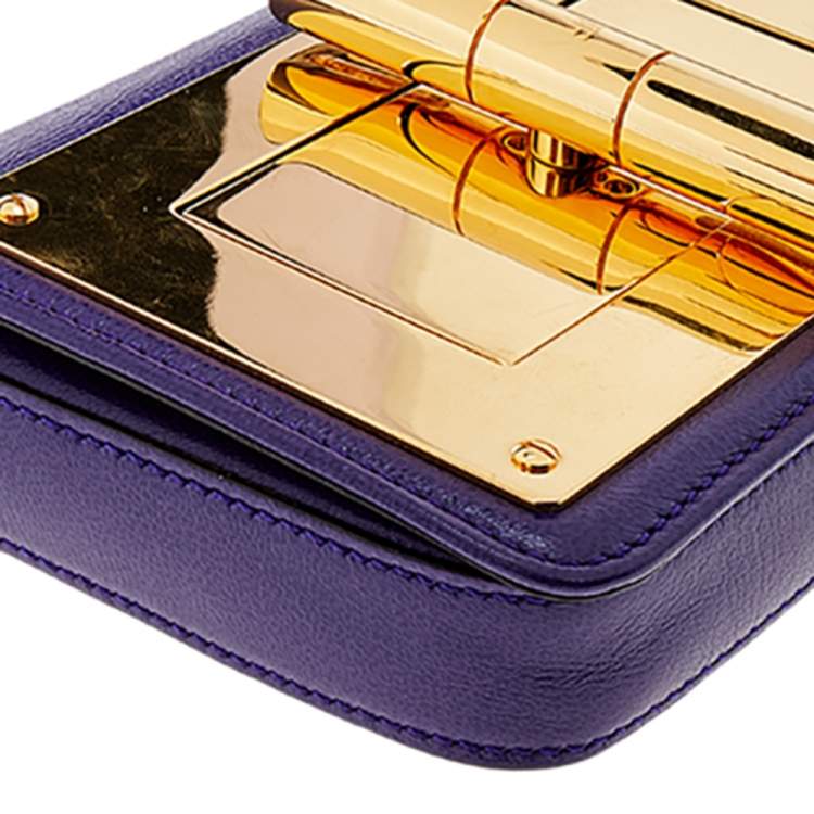 Pre Owned Tom Ford Purple Leather Mini Natalia Crossbody Bag