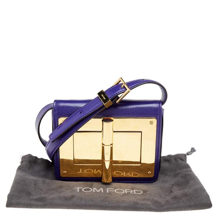 Pre Owned Tom Ford Purple Leather Mini Natalia Crossbody Bag