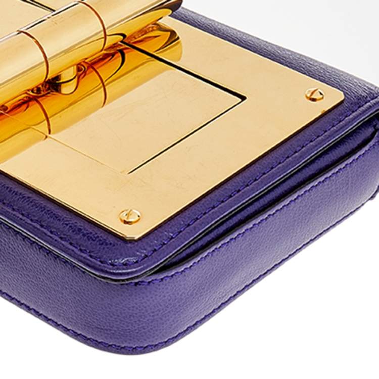 Pre Owned Tom Ford Purple Leather Mini Natalia Crossbody Bag